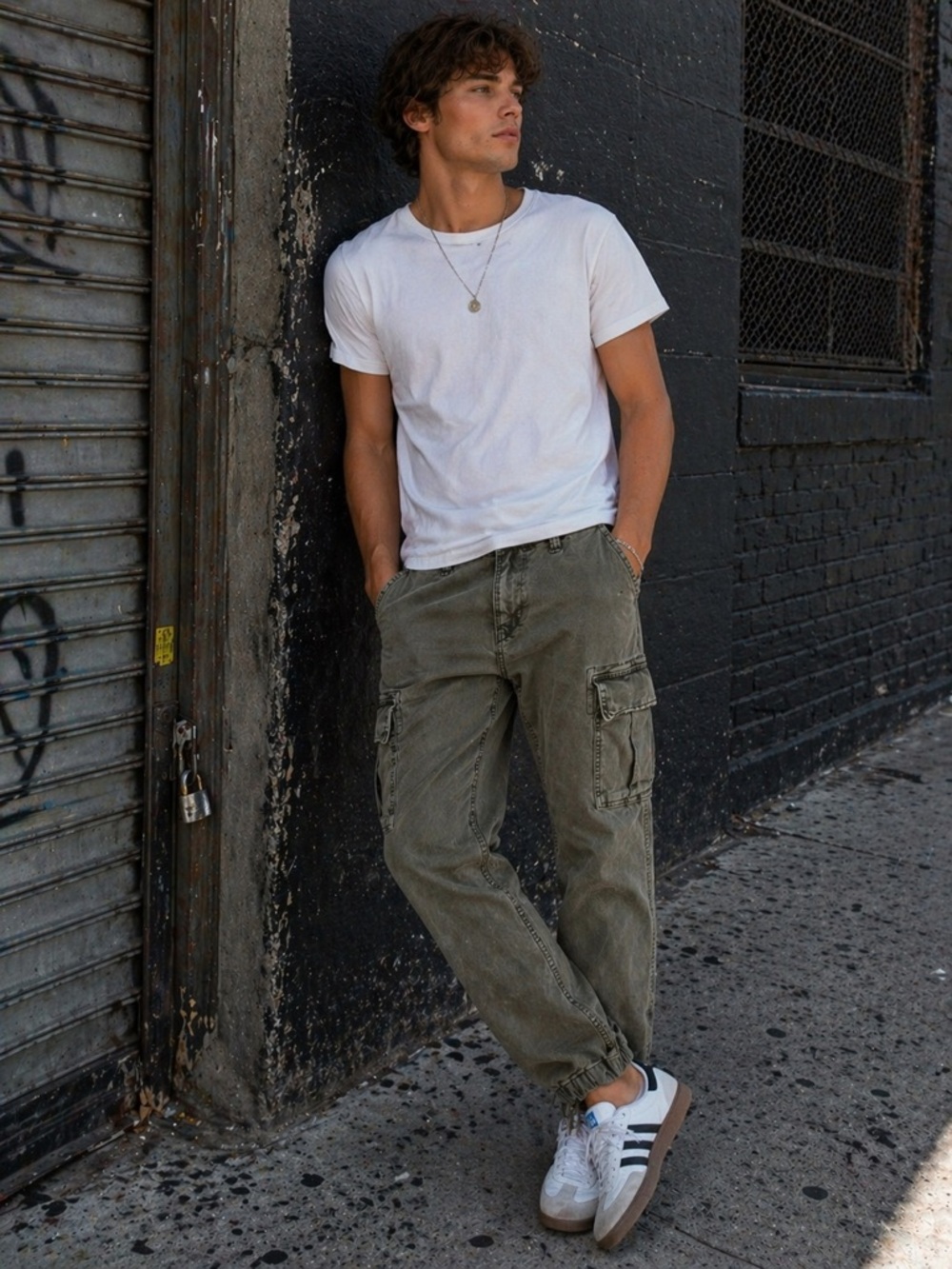 American Eagle Flex Cargo Pants Men 30x34 Olive Green Utility Jogger Streetwear